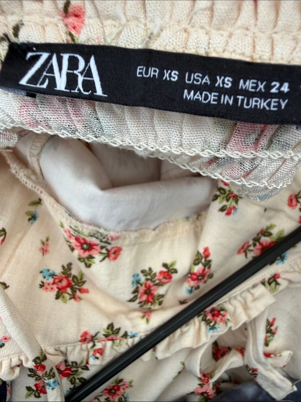 Zara | Linen Blend Cottage Core Ruffle Maxi Dress Floral size XS